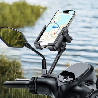 Uchwyt motocyklowy z amortyzacją na telefon do lusterka - czarny BASEUS