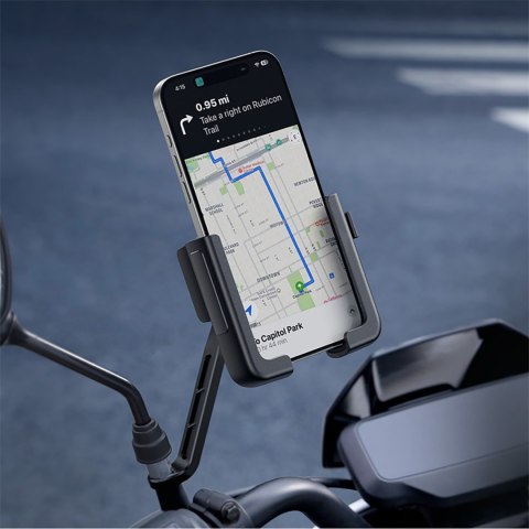Uchwyt motocyklowy z amortyzacją na telefon do lusterka - czarny BASEUS