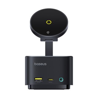 7w1 HUB z ładowarką bezprzewodową HDMI USB-A USB-C SD TF MagSafe 15W - czarny BASEUS
