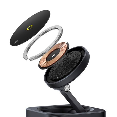 7w1 HUB z ładowarką bezprzewodową HDMI USB-A USB-C SD TF MagSafe 15W - czarny BASEUS