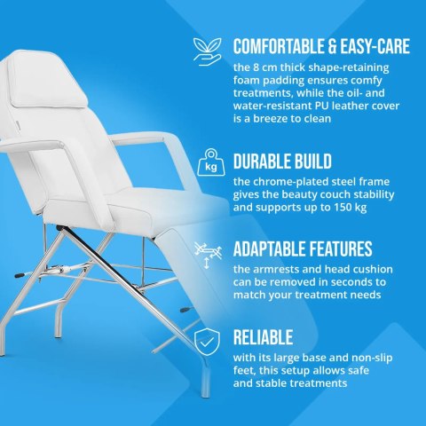 Fotel kosmetyczny do masażu tatuażu SPA MATERA - biały Physa