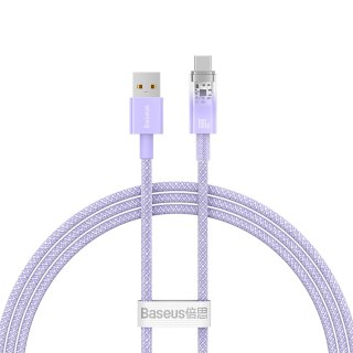 Kabel przewód Explorer z czujnikiem temperatury USB-A USB-C 100W 1m - fioletowy BASEUS