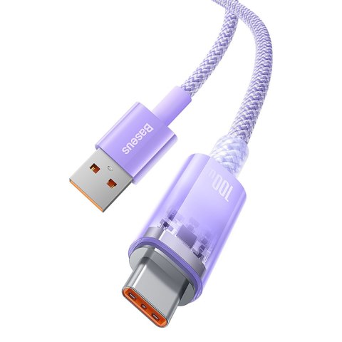 Kabel przewód Explorer z czujnikiem temperatury USB-A USB-C 100W 1m - fioletowy BASEUS