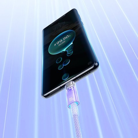 Kabel przewód Explorer z czujnikiem temperatury USB-A USB-C 100W 1m - fioletowy BASEUS