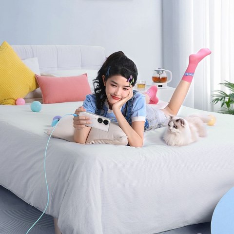 Kabel przewód Explorer z czujnikiem temperatury USB-C 100W 1m - niebieski BASEUS