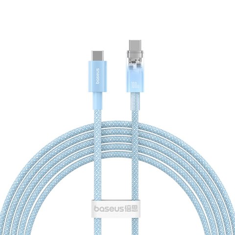 Kabel przewód Explorer z czujnikiem temperatury USB-C 100W 2m - niebieski BASEUS