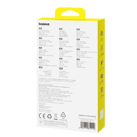 Kabel przewód Pudding USB-A USB-C 100W 2m - fioletowy BASEUS