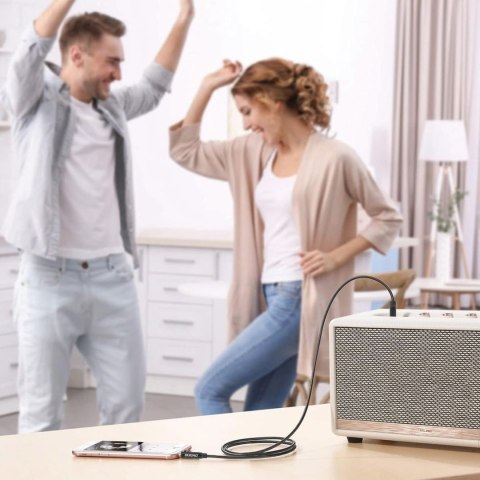 Kabel przewód stereo AUX mini jack 3.5mm 1m - czarny DUDAO