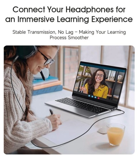 Kabel przewód stereo AUX mini jack 3.5mm 1m - czarny DUDAO