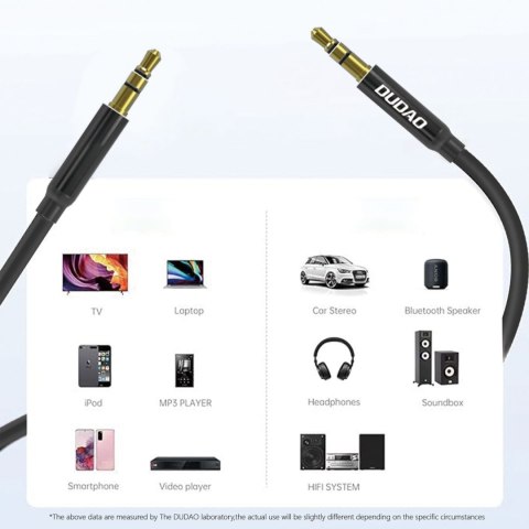 Kabel przewód stereo AUX mini jack 3.5mm 1m - czarny DUDAO
