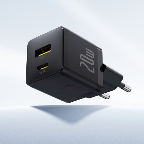 Ładowarka sieciowa Palm 20W USB-C USB-A - czarna BASEUS
