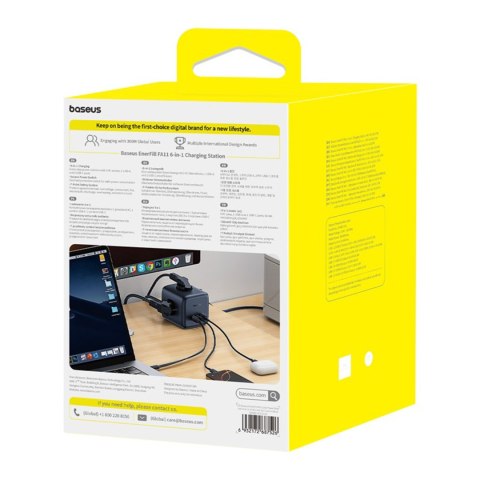 Listwa zasilająca kostka USB-A USB-C gniazdo EU 67W 1.5m BASEUS