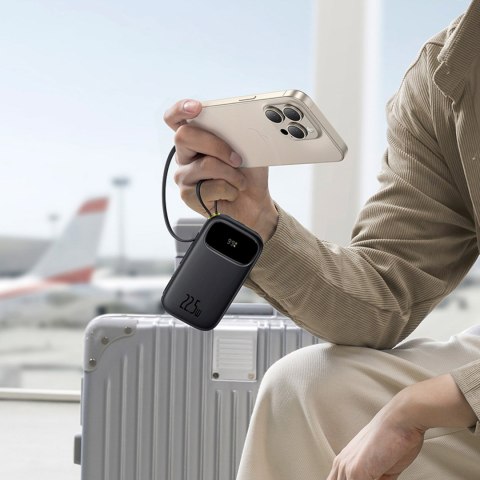 Powerbank 10000mAh 22.5W z wyświetlaczem kablami USB-C iPhone Lightning - czarny BASEUS