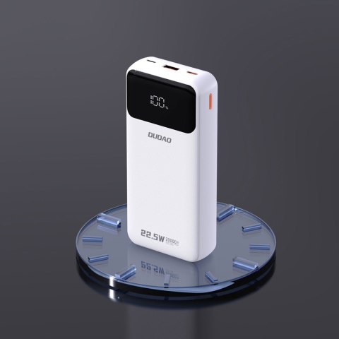 Powerbank 20000mAh 22.5W PD USB-C USB-A z wbudowanymi kablami iPhone Lightning USB-C - biały DUDAO
