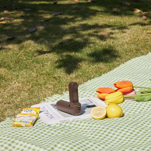 Wiatrak przenośny mini wentylator powerbank latarka USB-A USB-C 4500mAh - brązowy Jisulife