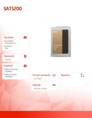 Dysk SSD SATA 1,92TB 6Gb/s 2,5 cala 7mm SAT5221-1920G Synology