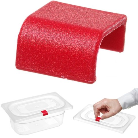 Klipsy do pojemników do żywności HACCP 12 szt. - czerwone Hendi