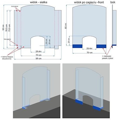 Osłona ochronna oddzielająca z plexi do recepcji na ladę 850 x 700 mm Hendi