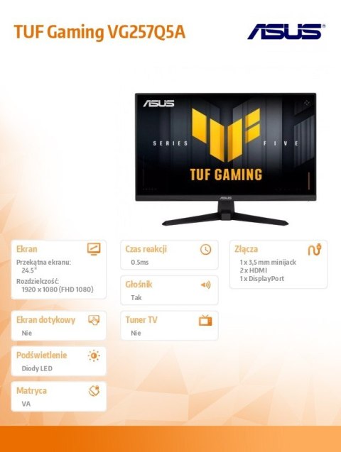 Monitor 25 cali TUF Gaming VG257Q5A VA 200Hz 2HDMI DP Asus