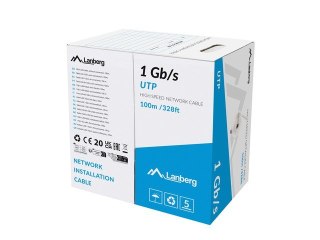 Kabel LAN UTP 1GB/S drut CCA 100m szary Lanberg