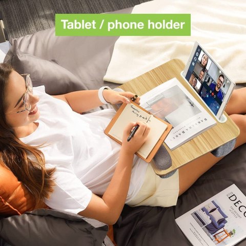 Podstawka pod laptop na kolana miękka wyściółka, wysuwana półka na mysz 410x335mm Techly