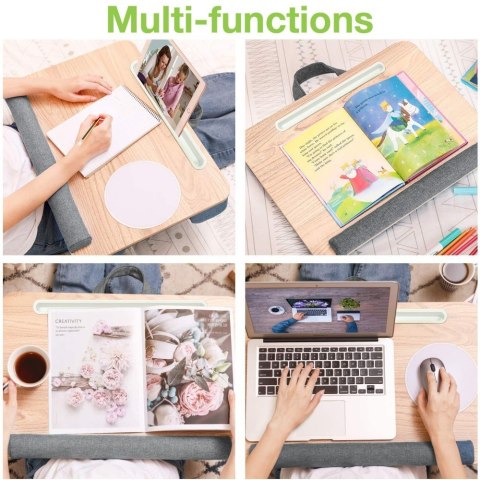 Podstawka pod laptop na kolana miękka wyściółka, wysuwana półka na mysz 410x335mm Techly