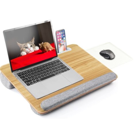 Podstawka pod laptop na kolana miękka wyściółka, wysuwana półka na mysz 410x335mm Techly