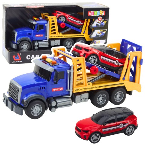Zestaw Ciężarówka Laweta Transporter Samochód Światła Dźwięki LEAN Toys