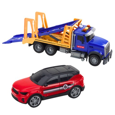 Zestaw Ciężarówka Laweta Transporter Samochód Światła Dźwięki LEAN Toys