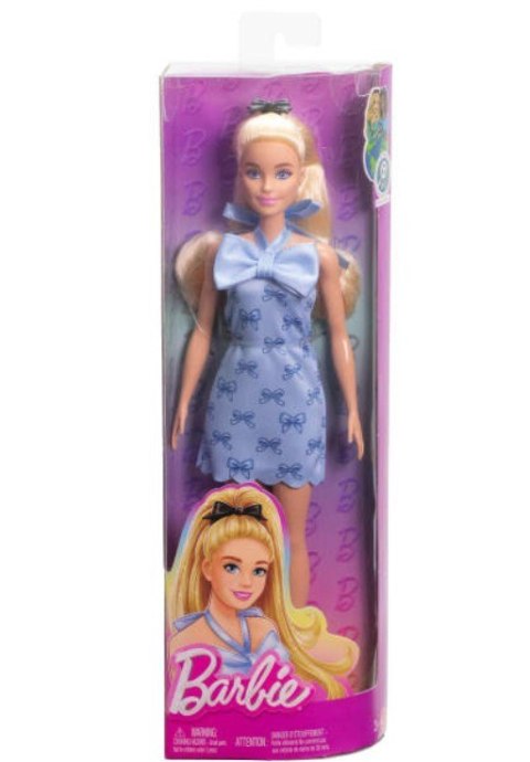 Lalka Barbie Fashionistas Niebieska sukienka w kokardki Mattel