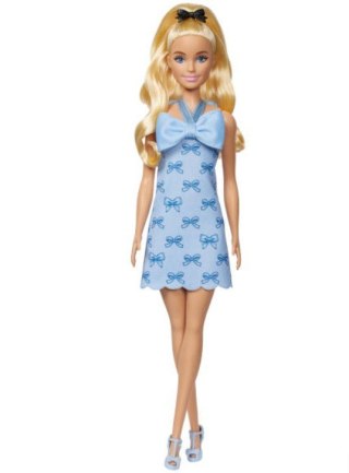 Lalka Barbie Fashionistas Niebieska sukienka w kokardki Mattel