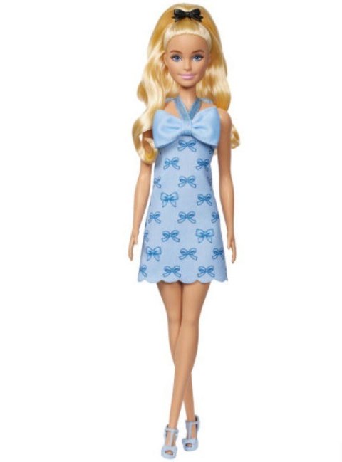Lalka Barbie Fashionistas Niebieska sukienka w kokardki Mattel