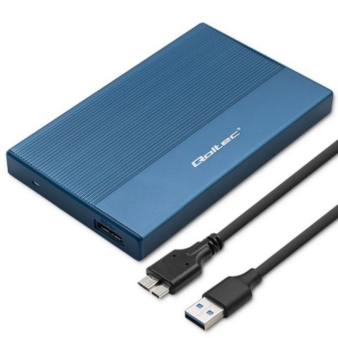 Obudowa | Kieszeń na dysk SSD HDD 2.5" | SATA | USB 3.0 | Super speed 5Gb/s | 2TB | Niebieskia Qoltec