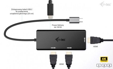Stacja dokująca USB-C Triple 4K HDMI Video Adapter Power Delivery 100W I-tec