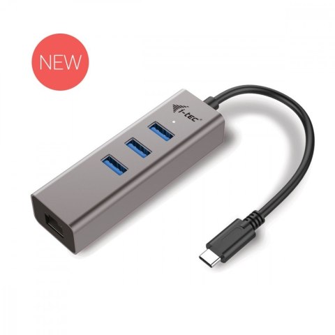 USB-C Metal 3-portowy HUB z adapterem Gigabit Ethernet I-tec