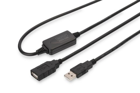 Kabel przedłużający USB 2.0 HighSpeed Typ USB A/USB A M/Ż aktywny, czarny 10m Digitus