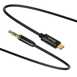 Kabel audio stereo przejścióka AUX 3.5mm Mini Jack - USB-C 120cm - czarny BASEUS