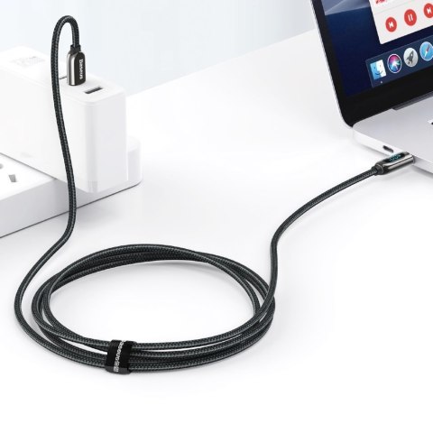 Kabel przewód USB-C - USB-C z wyświetlaczem miernikiem mocy 2m - czarny BASEUS