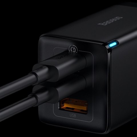 Szybka uniwersalna ładowarka sieciowa GaN3 PRO 2x USB-C / USB + kabel USB-C 65W - biały BASEUS