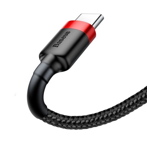 Wytrzymały nylonowy kabel przewód USB - USB-C QC3.0 3A 0.5M czarno-czerwony BASEUS