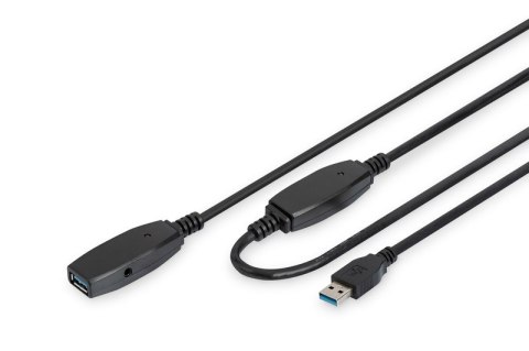 Kabel przedłużający USB 3.0 SuperSpeed Typ USB A/USB A M/Ż aktywny 20m Czarny Digitus