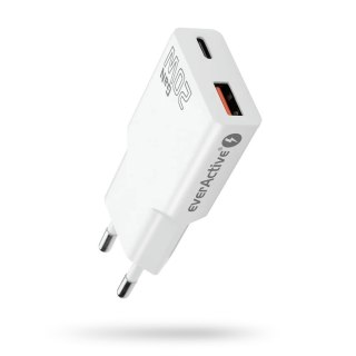Ładowarka sieciowa SUPER SLIM QC 3.0 20W 1XUSB 1XUSB-C biała SC-340Q EverActive