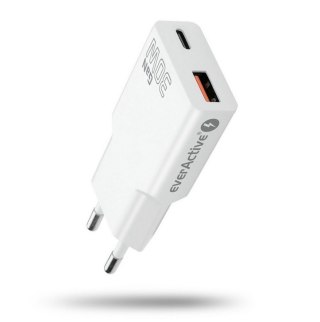 Ładowarka sieciowa SUPER SLIM QC 3.0 30W 1XUSB 1XUSB-C biała SC-380Q EverActive