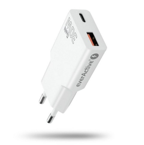 Ładowarka sieciowa SUPER SLIM QC 3.0 30W 1XUSB 1XUSB-C biała SC-380Q EverActive