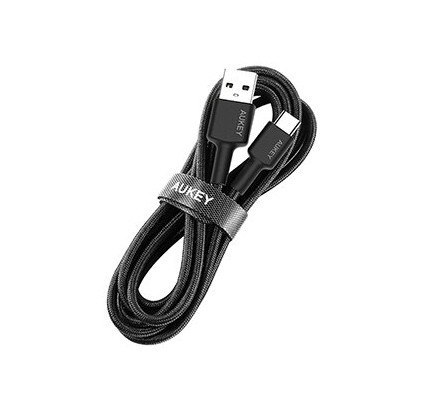 CB-CA2 OEM kabel USB-C - USB-A 2m 60W PD 3A 20V FCP AFC nylonowy oplot czarny AUKEY