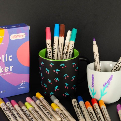 Markery akrylowe do tkanin kamieni pisaki flamastry mazaki wodoodporne DIY 24 szt. Kik Sp. z o. o. Sp. k.