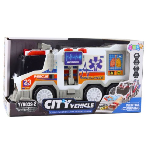 Ambulans Karetka Miejska Pojazd Medyczny Napęd Światła Dźwięki LEAN Toys