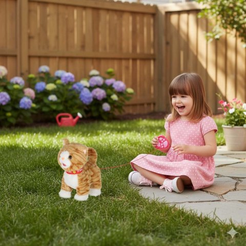 Kotek interaktywny na smyczy miauczy chodzi rusza ogonem beżowy Kik Sp. z o. o. Sp. k.