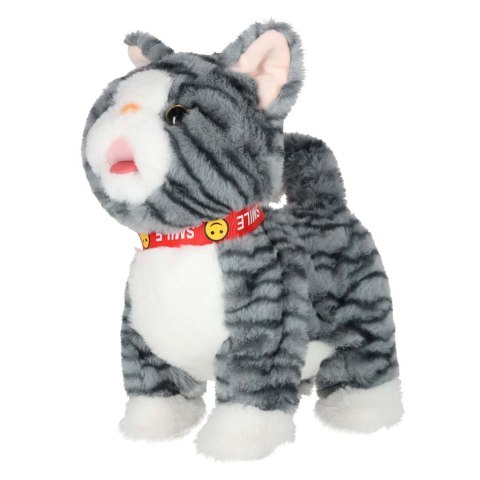 Kotek interaktywny na smyczy miauczy chodzi rusza ogonem szary Kik Sp. z o. o. Sp. k.