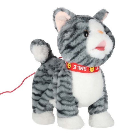 Kotek interaktywny na smyczy miauczy chodzi rusza ogonem szary Kik Sp. z o. o. Sp. k.